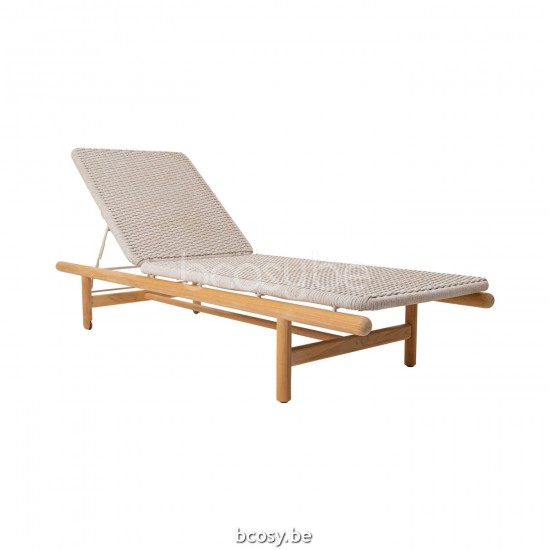 Jati Kebon Benoa Teak Sunlounger Teak Natural Smooth Rope Linnen 14mm Full Weaving.