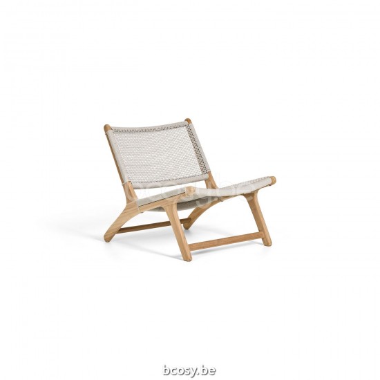 Jati Kebon Koozy Lounge Chair Teak Natural Smooth Rope Linnen 3,5mm Open Weaving.