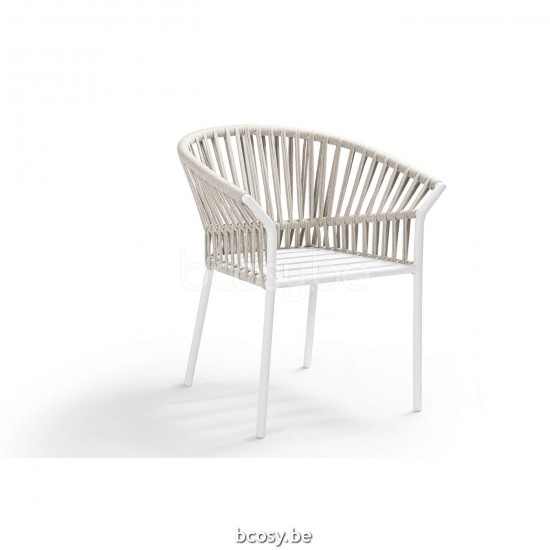 Jati Kebon Tofino Alu Armchair Alu White Mat Rope Linnen 10mm Cross Weaving.