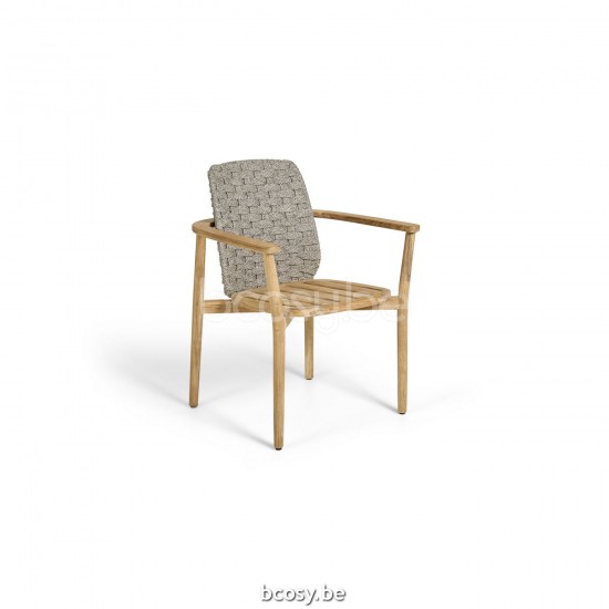 Jati Kebon Boho Armchair Teak Natural Smooth Rope Greige 30mm Full Weaving.