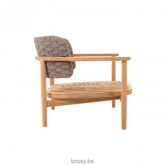 Jati Kebon Boho Sofa 1Seat Teak Natural Smooth Rope Greige 30mm Full Weaving.