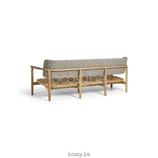 Jati Kebon Boho Sofa 3Seat Teak Natural Smooth Rope Greige 30mm Full Weaving.