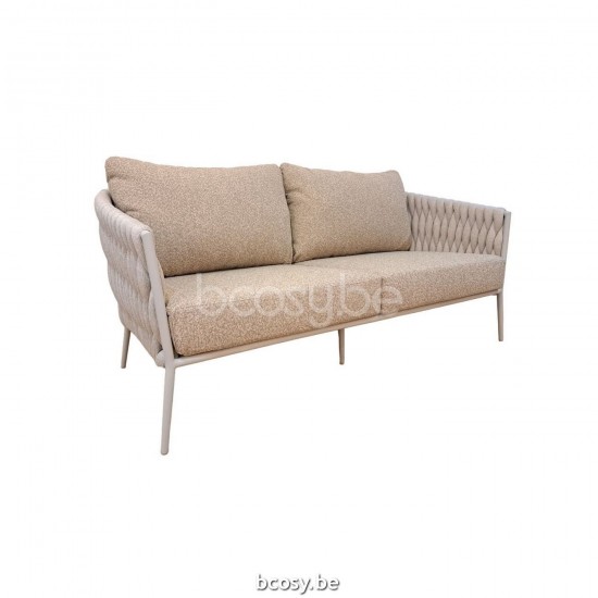 Jati Kebon Fortuna Socks Sofa 2.5Seat Alu Dune Mat Socks Linnen CrissCross Weaving Cushion Fabric Sunproof Jalousie Beige.