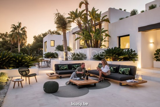 Jati Kebon Truro Salon de Jardin Base salon 3 places + 1 pièce en teck Aluminium anthracite mat.