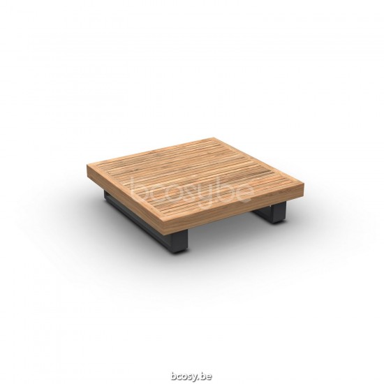 Jati Kebon Truro Coffee Table Alu Charcoal Mat Teak 90X90.