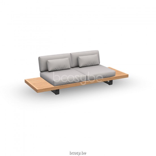 Jati Kebon Truro Lounge Base 2-Seat Alu Charcoal Mat/Teak + 2 Side Tables Teak.