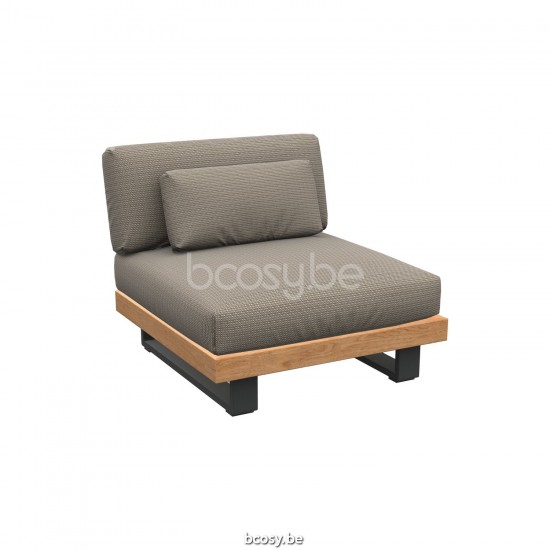 Jati Kebon Truro Lounge Base 1-Seat Alu Charcoal Mat/Teak.