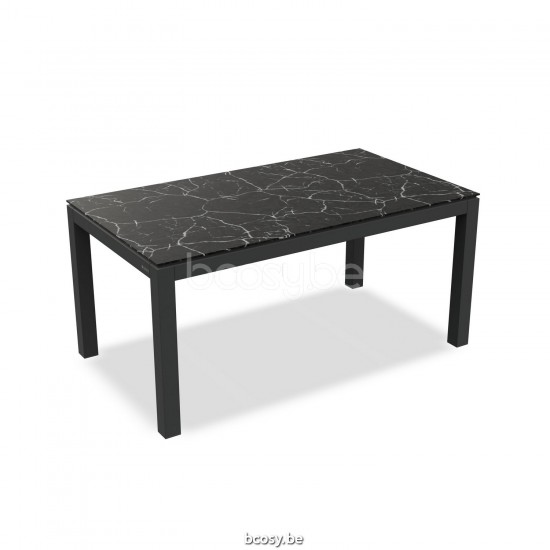 Jati Kebon Danli Dining Table Alu Charcoal Mat Ceramic Black Marble 160X90.