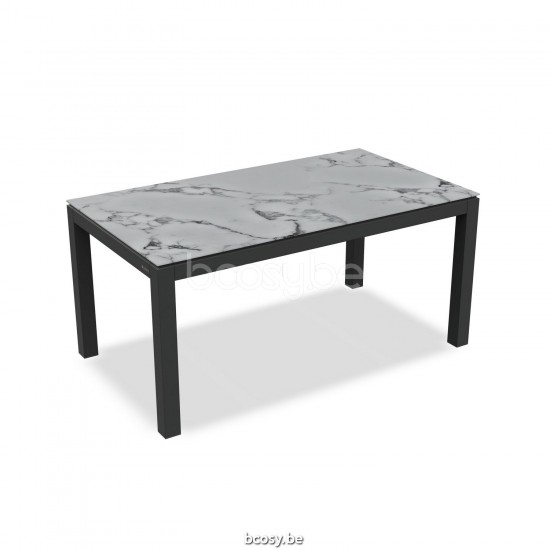 Jati Kebon Danli Dining Table Alu Charcoal Mat Ceramic Calacatta 160X90.