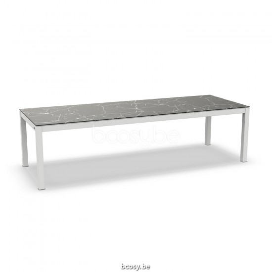Jati Kebon Danli Dining Table Alu White Mat Ceramic Black Marble 280X100.