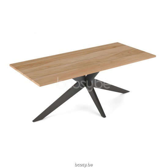 Jati Kebon Yate Dining Table Alu Charcoal Mat Teak Wood 220X100.