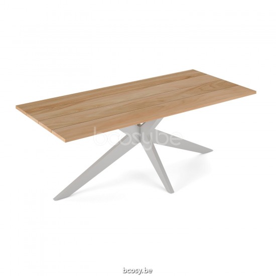 Jati Kebon Yate Dining Table Alu White Mat Teak Wood 220X100.