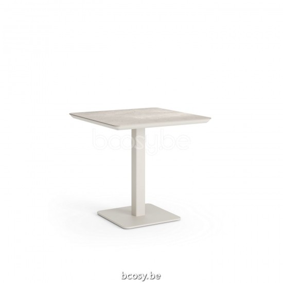Jati Kebon Lucca Dining Table Alu Dune Mat Ceramic Palladium Grey 6mm 80x80.