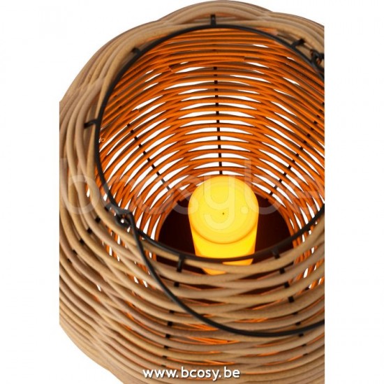 J Line Jline Lantaarn Gewoven Led Plastic Naturel Small