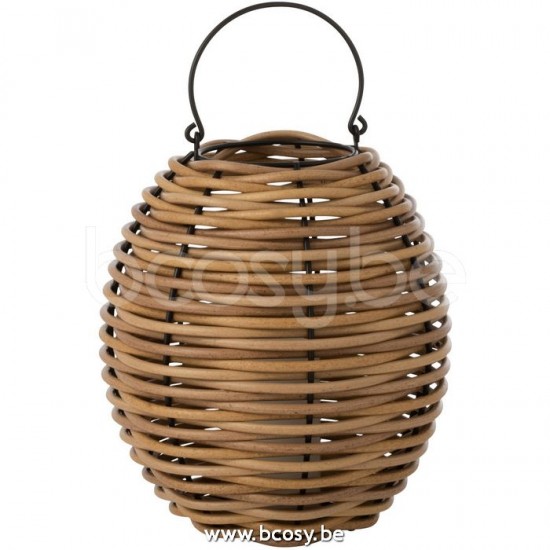 J Line 10000 Lantaarn Gewoven Led Plastic Naturel Small 35H windlichten lantaarns