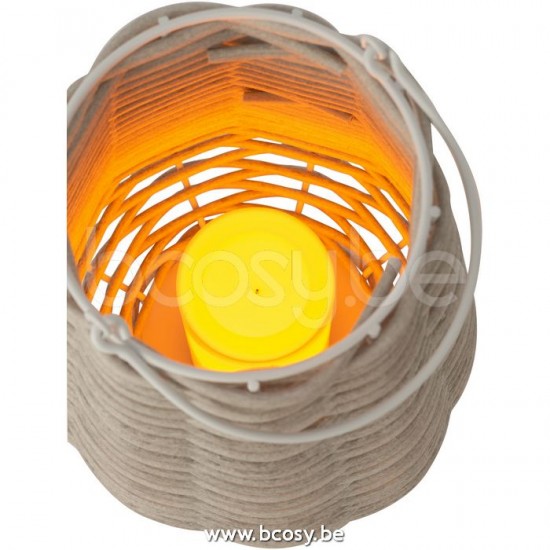J Line Jline Lantaarn Gewoven Led Plastic Wit Small