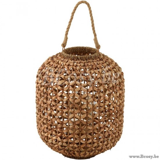 J Line 1043 Lantaarn Lena Water Hyacinth Naturel Medium 44 windlichten lantaarns