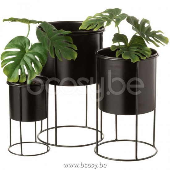 cachepots de fleur Jolipa J Line Jline Cachepot Sur Pied Metal Noir Large