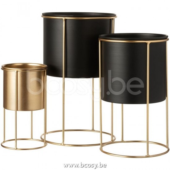 J Line Jline Bloempot Op Voet Metaal Zwart Large