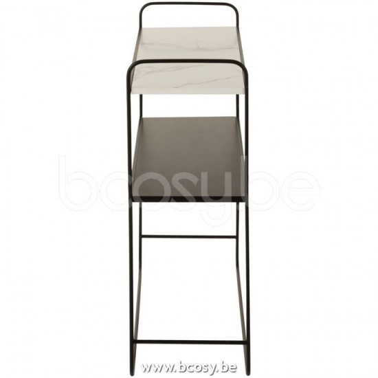tables de drapier murales Jolipa J Line Jline Console Marbre 2 Planches Mdf Metal Noir