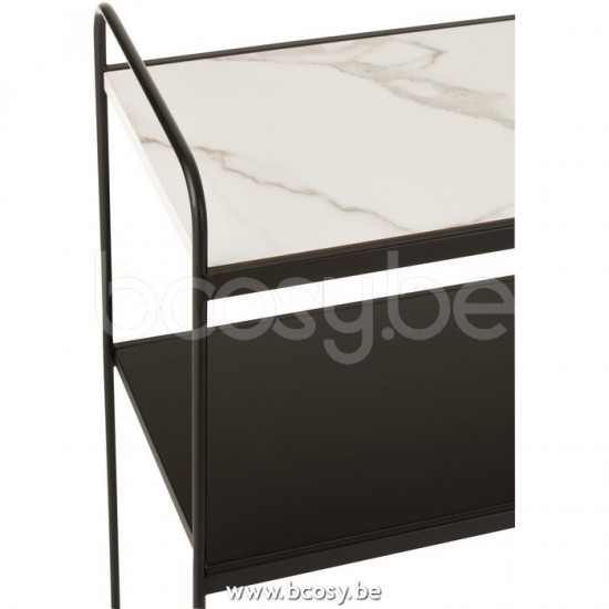 J Line Jline Console Marble 2 Planks Mdf Iron Black sidetables
