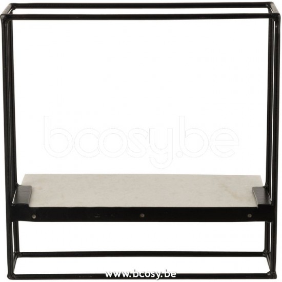 J Line Jline Muurrek 1Plank Ijzer Marmer Zwart Wit Small