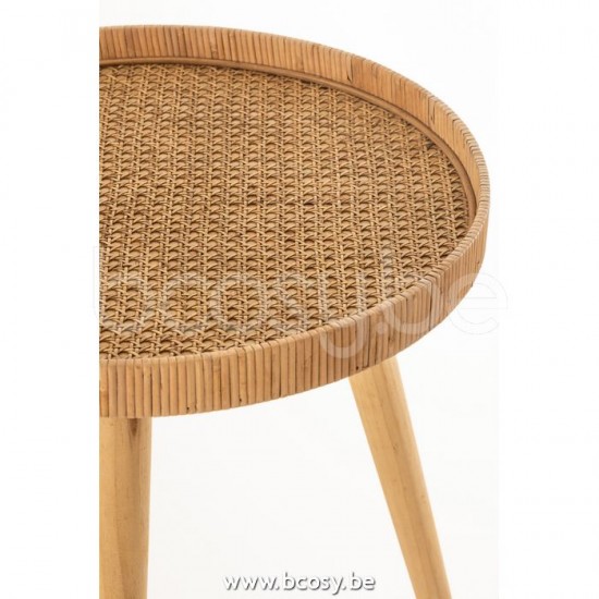 J Line Jline Set Of 2 Sidetables Round Tripod Rattan Natural nested side tables sidetables
