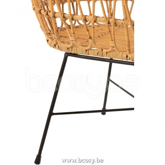 J Line Jline Kinderbed Matras Rotan Metaal Naturel Wit