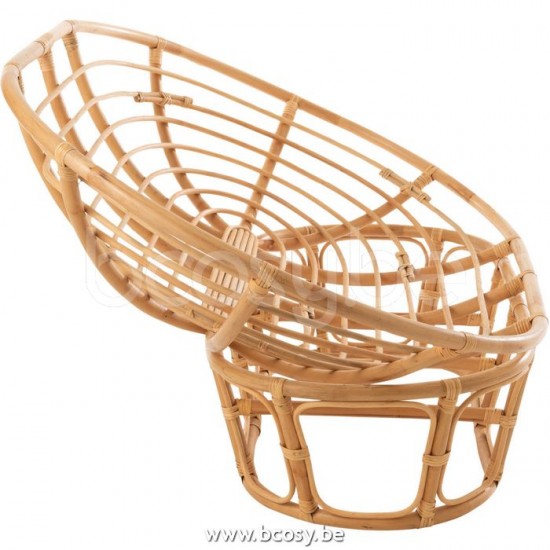 JLine J Line 11265 Zetel Roni Met Kussen Rotan Naturel Wit L179xB155xH36 armzetels clubzetels