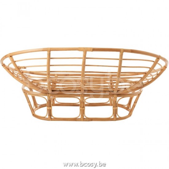 J Line Zetel Roni Met Kussen Rotan Naturel Wit