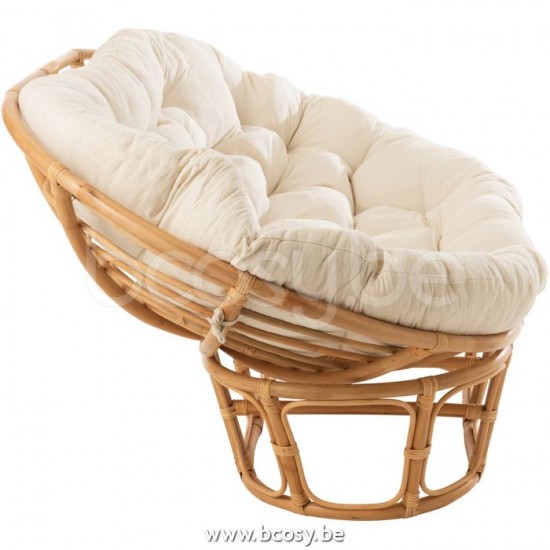 fauteuils avec accoudoirs Jolipa J Line Jline Fauteuil Roni Coussin Rotin Naturel Blanc