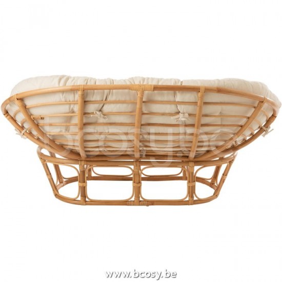 J Line Jline Zetel Roni Met Kussen Rotan Naturel Wit