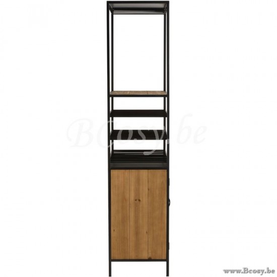 buffets armoires à vin Jolipa Jline Armoire Pour Bouteilles Verres A Vin Metal Bois Naturel