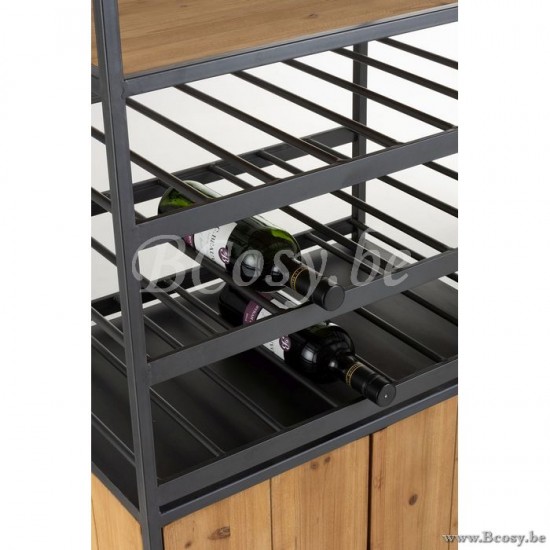 J Line Jline Schrank Für Weinflaschen Gläser Metall Holz Naturell buffet wein flaschenschrank flaschenschraenke