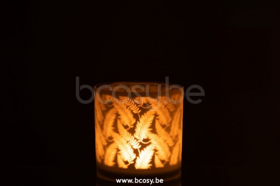 lanternes photophores Jolipa J Line Jline Photophore Feuille Verre Blanc Vert Large