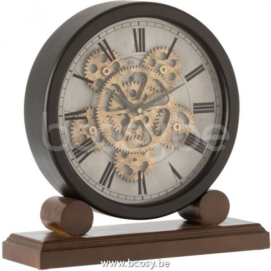 J Line 12103 Klok Op Voet Binnenwerk Mdf Antiek Goud Zwart L35xB13xH35 klokken wandklokken muurklokken