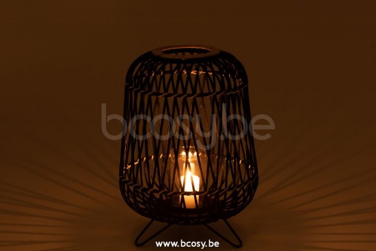 lanternes photophores Jolipa J Line Jline Lanterne Sur Pied Bambou Noir Naturel Medium