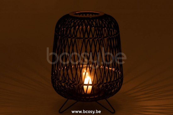 lanternes photophores Jolipa J Line Jline Lanterne Sur Pied Bambou Noir Naturel Large