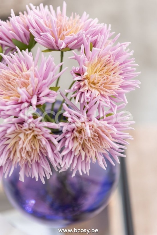 Jline Crisantemo Plastico Blanco Morado Claro