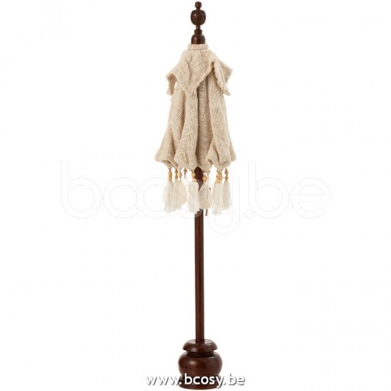 J Line Jline Sunshade Base Tassels Shells Beige Wood Dark Brown Small sunshades