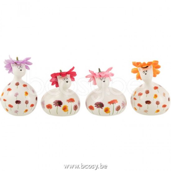 J Line 12558 Kat Gerbera Kleuren Mix Small L120xB7xH7 cm kippen kipjes haan hanen haantjes hennen hennetjes