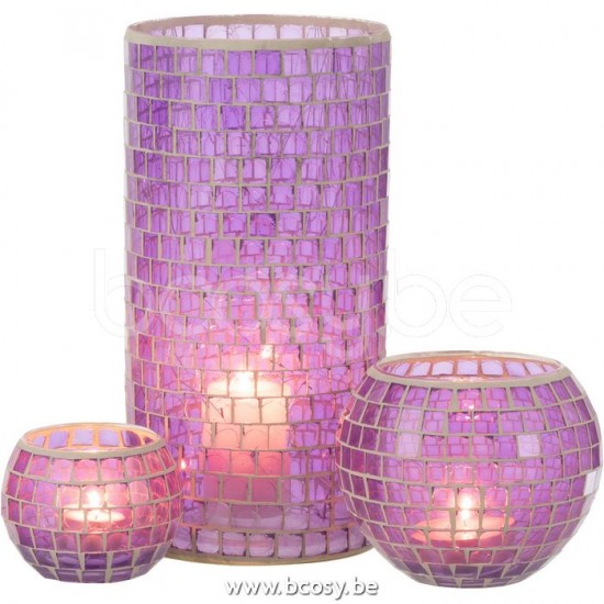 J Line Jline Vase Mosaic Round Glass Purple