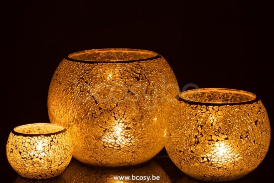 J Line Jline Teelichthalter Mosaik Rund Glas Gelb Large t lichthalter teelichtleuchter teelichte