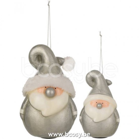 peres noël Jolipa J Line Jline Suspension Pere Noel Nez Brillant Resine Argent Large