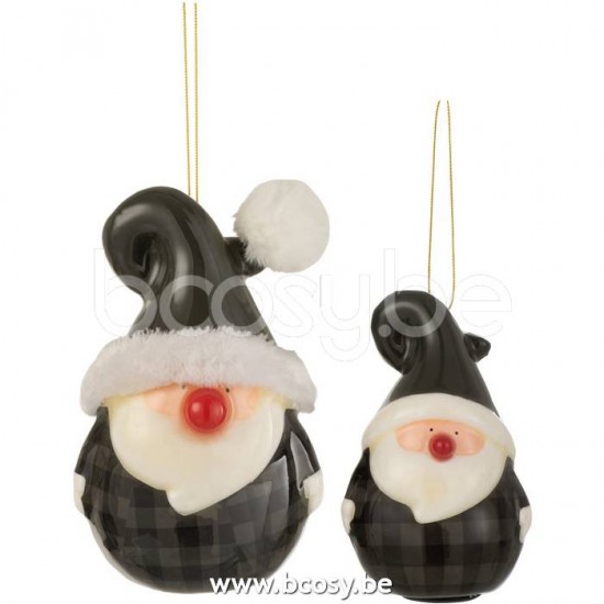 peres noël Jolipa J Line Jline Suspension Pere Noel Nez Brillant Resine Gris Large