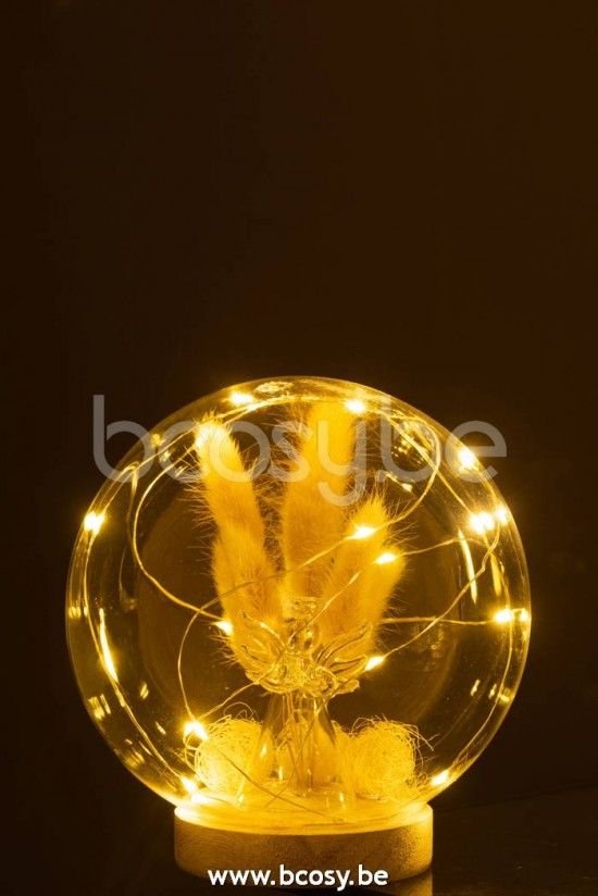cloches cuvecles clochettes en verre statuettes Jolipa J Line Jline Cloche Boule Led Ange Verre Bois Naturel Large