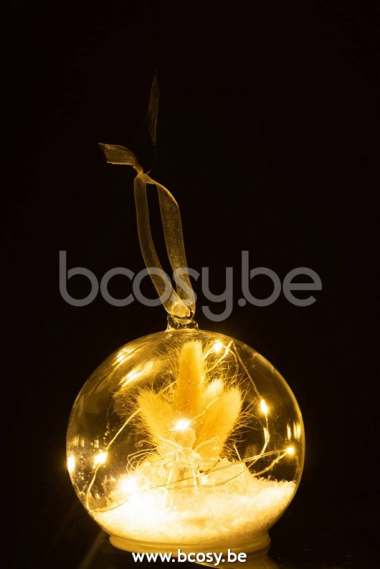 cloches cuvecles clochettes en verre statuettes Jolipa J Line Jline Boule De Noel Led Ange Verre Blanc