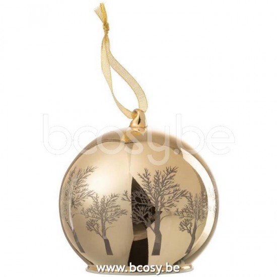 J Line Kerstbal Led Bomen Glas Goud L12xB12xH13 cm kerstballen kerstbollen JO15125.
