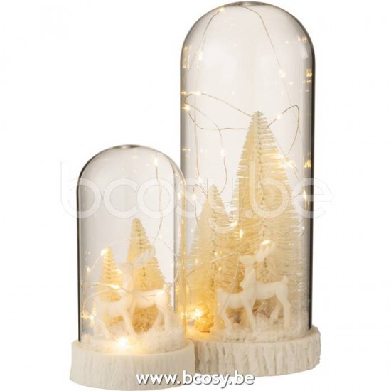 J Line Jline Bell Jar High Led Deer Glass Resin White Large glass bells