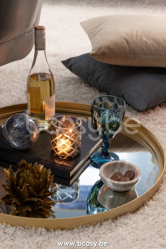 Jline Espejo Redondo Borde Alto Metal Cristal Oro Small